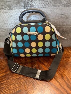 NWT Cosmetic Travel Polka Dot Hard Shell Top Handle Crossbody Case Luca Vergani